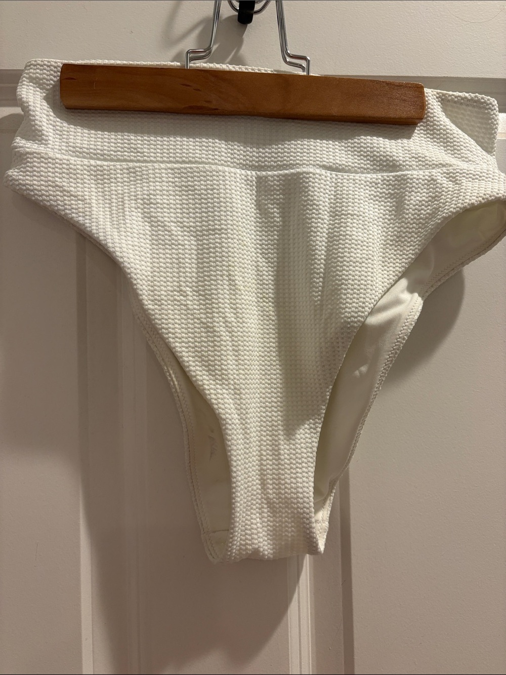 aerie White Textured High-Cut Swim Bottoms